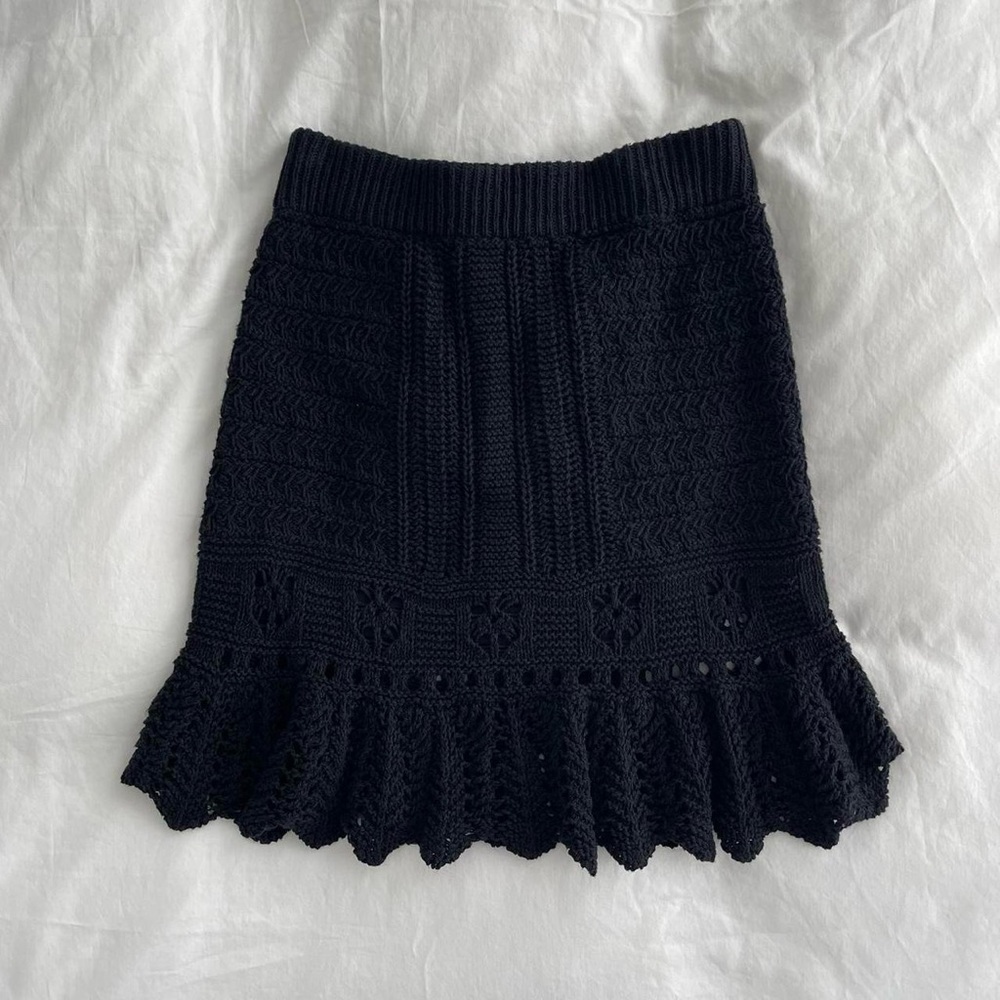 Anthropologie Blk Crochet Skirt